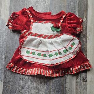 Build-a-Bear Mrs. Claus Christmas Holly Apron Dress Red